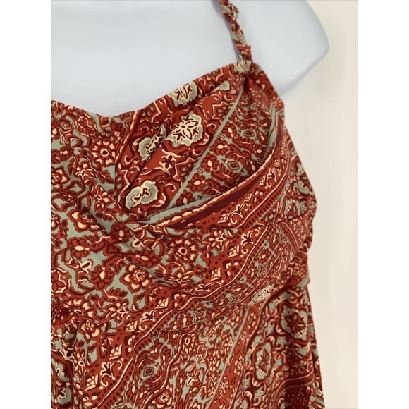 Garnet Hill Swimsuit Swim Dress New Size 18 Burgundy Green Floral Boho Print - Picture 3 of 12